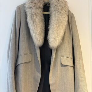 Theory Wool Blazer with detachable fox Hair, size 00